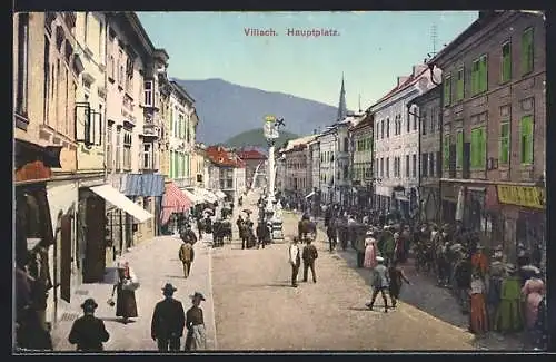 AK Villach Hauptplatz mit Geschäften