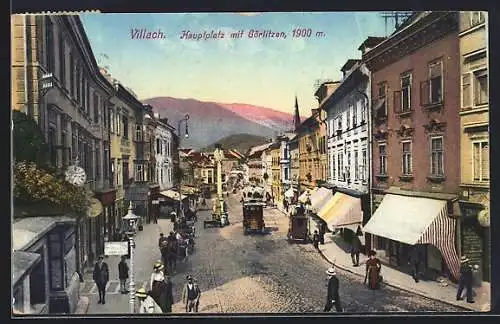 AK Villach, Hauptplatz mit Görlitzen