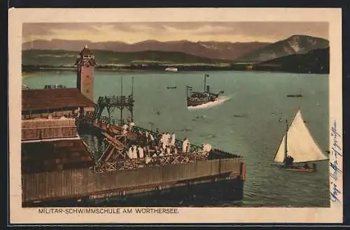 AK Wörthersee, Militär-Schwimmschule und Dampfer