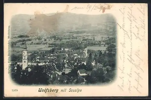 AK Wolfsberg, Ortsansicht mit Saualpe