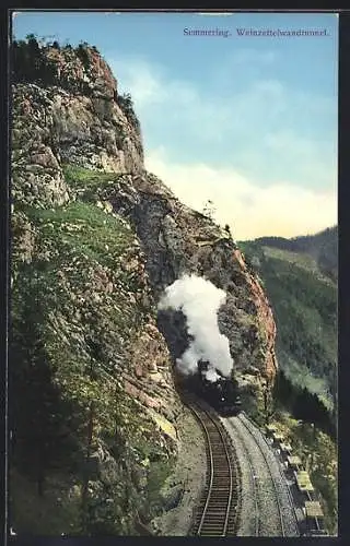 AK Semmering, Eisenbahn am Weinzettelwandtunnel