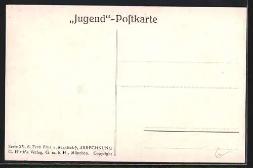 Künstler-AK Ferdinand von Reznicek: Abrechnung, Herr und Dame nachts am Tisch