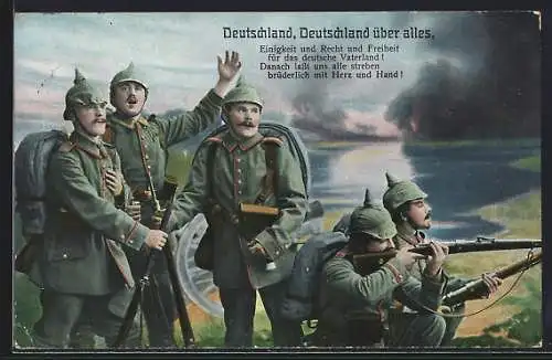 AK Deutschland über alles, Uniformierte Soldaten, Propaganda 1. Weltkrieg