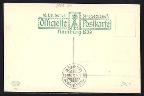 Künstler-AK Hamburg, 16. Deutsches Bundesschiessen 1909, Ehrenhof