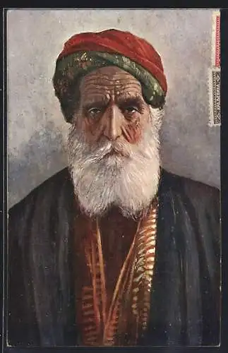 Künstler-AK Älterer bosnischer Mann mit Turban