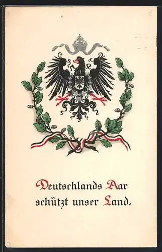 Präge-AK Adler mit Wappen im Kranz