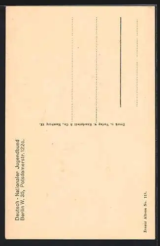 Künstler-AK Berlin, Deutsch-Nationaler Jugendbund, Potsdamerstr. 122c, Graf von Zeppelin