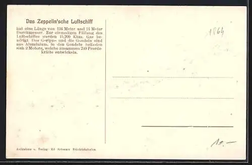 AK Zeppelins Luftschiff, Modell 4, 1908, Flug über einem See