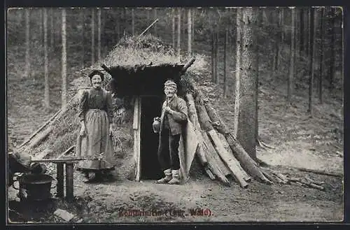 AK Köhlerhütte im Thür. Wald, bewohnt von einem exzentischen Paar