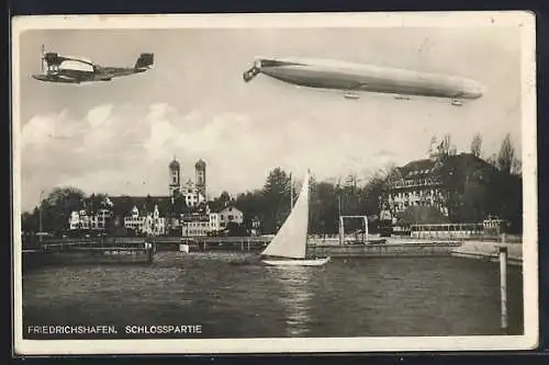 AK Friedrichshafen, Schlosspartie mit Zeppelin