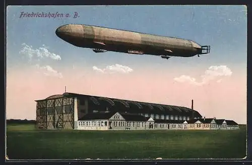 AK Friedrichshafen a. B., Zeppelin im Flug