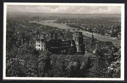 AK Heidelberg, Teilansicht mit Schloss