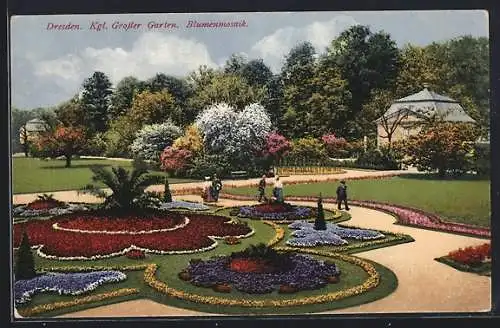 AK Dresden, Blumenmosaik im Grossen Garten