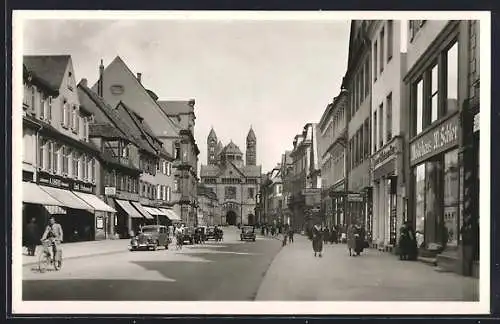 AK Speyer a. Rh., Hauptstrasse mit Dom