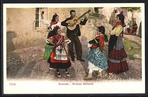 AK Granada, Gitanos bailando, Gitano-Zigeuner beim Volkstanz