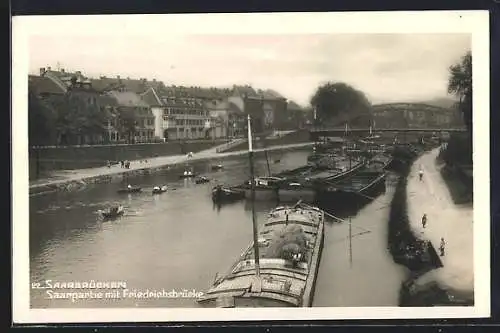 AK Saarbrücken, Saarpartie mit Friedrichsbrücke