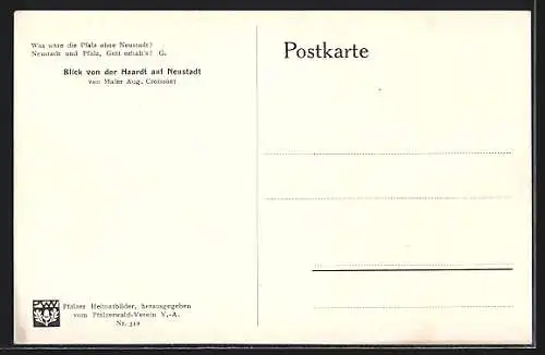 Künstler-AK Neustadt / Hardt, Blick von der Haardt