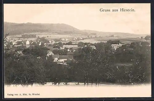 AK Hirstein, Ortspartie aus der Vogelschau