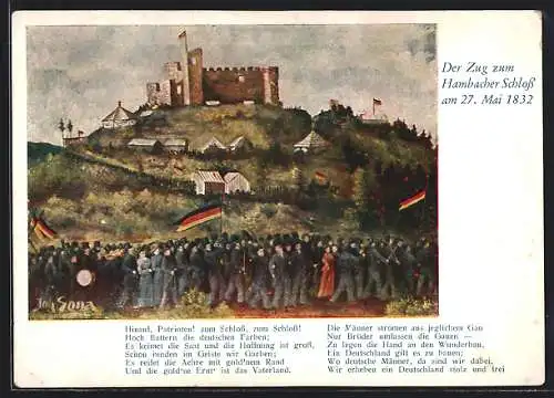 AK Der Zug zum Hambacher Schloss 1832, Militär