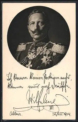 AK Kaiser Wilhelm II. in Uniform, Ich kenne keine Parteien mehr