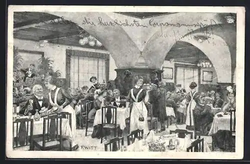 Künstler-AK Wien, Hopfners Graben-Restaurant, Graben 29