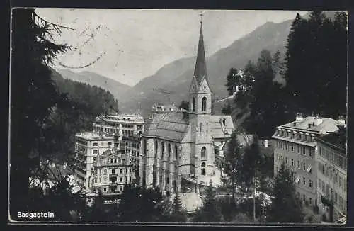 AK Badgastein, Blick auf die Kirche