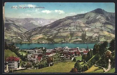 AK Zell am See, Ortsansicht mit Hundstein