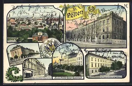 AK St. Pölten, Kaiser Franz Josef Kaserne, Einquartierungshaus, Rainer-Kaserne, Karmeliter-Kaserne