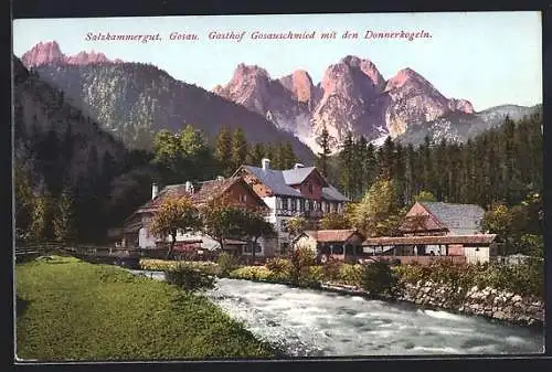 AK Gosau, Gasthaus Gosauschmied mit Donnerkog
