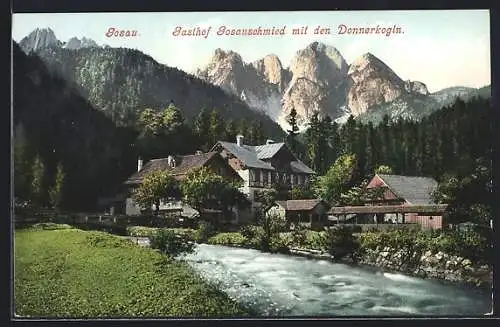 AK Gosau, Gasthaus Gosauschmied mit Donnerkog