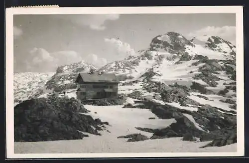 AK Ingolstädter Haus, Berghütte mit Steinernem Meer im Winter