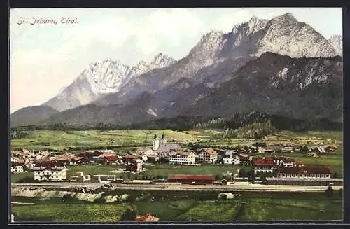 AK St. Johann /Tirol, Gesamtansicht mit Bahnhof