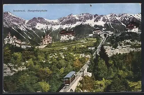 AK Innsbruck, Blick über die Hungerburgbahn zur Bergstation