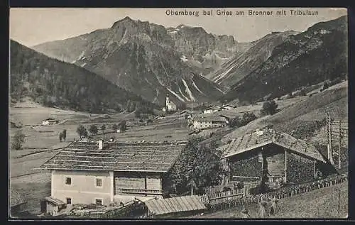 AK Obernberg, Blick auf das Dorf und zum Tribulaun