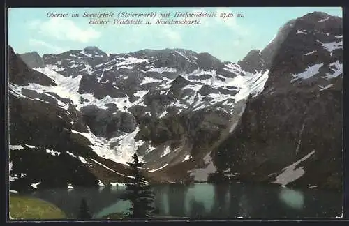 AK Obersee im Seewigtale, Ansicht mit Hochwildstelle, kleiner Wildstelle u. Neualmscharte