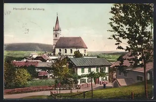 AK Henndorf bei Salzburg, Blick auf die Kirche