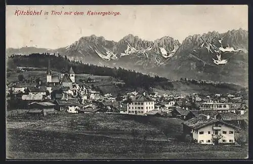 AK Kitzbühel, Ortsansicht mit Kaisergebirge