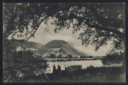 AK Hallein, Ortsansicht mit Bergpanorama