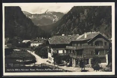 AK Mallnitz, Teilansicht mit Alpen-Hotel u. Kaffee Sonnenhof