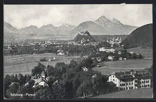 AK Salzburg-Parsch, Ortspanorama vom Berg aus gesehen