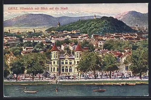 AK Graz, Hilmteich mit Blick auf die Stadt