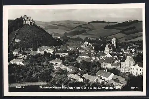 AK Kirchschlag i. d. buckligen Welt, Teilansicht mit Ruine