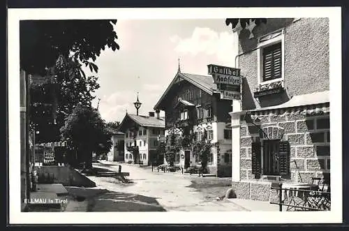 AK Ellmau, Strassenpartie mit Gasthaus