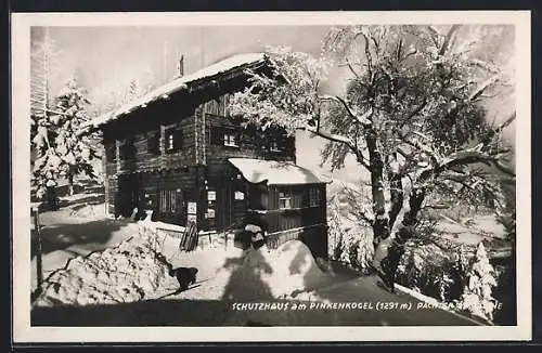 AK Pinkenkogel-Schutzhaus, Berghütte im Winter