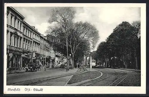 AK Krefeld, Strassenpartie im Ost-Wall