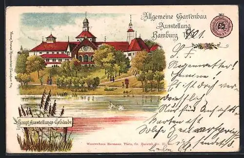 AK Hamburg, allgem. Gartenbau Ausstellung 1897, Haupt-Ausstellungs-Gebäude