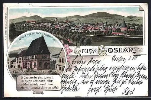 Lithographie Goslar, Hotel und Restaurant Brusttuch