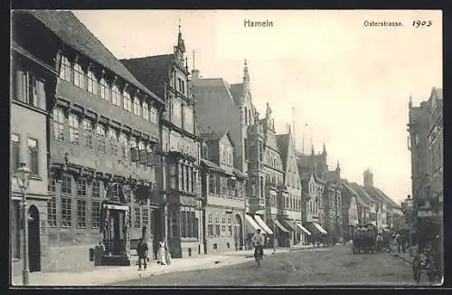 AK Hameln, Osterstrasse mit Geschäften