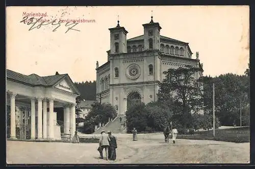 AK Marienbad, Kath. Kirche und Ferdinandsbrunn