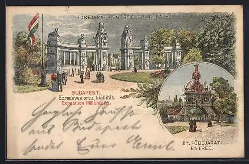 AK Budapest, Exposition Millénaire, Entrée Principale, Ausstellung